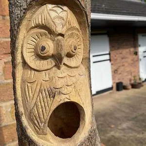 Handcarved Birdhouse - L15 x W15 x H30 cm