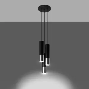 Loopez Steel Black/Chrome 3P Light Classic Pendant Ceiling Light