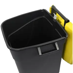 120 Litre Wheelie Bin with Foot Pedal - Yellow Lid