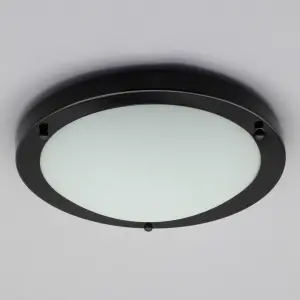 Litecraft Mari Black Large Flush Bathroom Ceiling Light