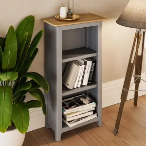 3 Tier Solid Oak Bookcase Grey