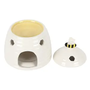 White Ceramic Bee Hive Design Oil Burner and Wax Warmer (Dia) 11 cm