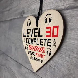 Red Ocean 30th Birthday Gamer Gift Wooden Heart Novelty 30th Birthday Gifts For Son Brother