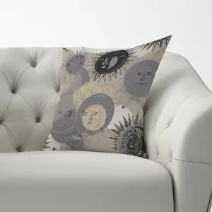 Grey Black Abstract Moon and Sun Cushions 60cm x 60cm