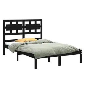 Berkfield Bed Frame Black Solid Wood 140x200 cm