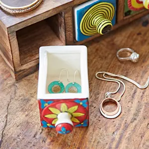 Hand Painted Multicoloured Ceramic 3 Drawer Chest