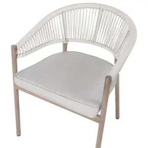 Set of 6 Garden Chairs with Cushions FLAVIA Metal Dark Wood