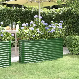 Berkfield Garden Planter Powder-coated Steel 152x40x68 cm Green