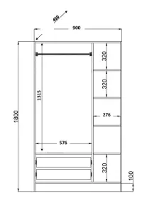 ECU 3 Door 2 Drawer White Wardrobe