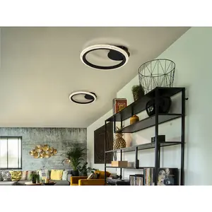 Luminosa Ring Integrated Led Semi Flush Light Matt Black, Transparent 3000K 893Lm