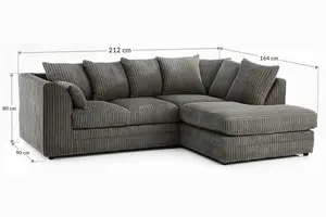 Furniture Stop - Hart Prime Cord Fabric Corner Sofa