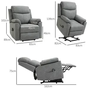 HOMCOM Power Lift Chair Electric Riser Recliner with Remote Control, Grey