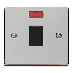 Polished Chrome 1 Gang 20A DP Switch With Neon - Black Trim - SE Home