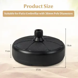 Costway 18kg Fillable Round Umbrella Base Stand Patio Umbrella Holder Fit 38 mm Umbrella Poles