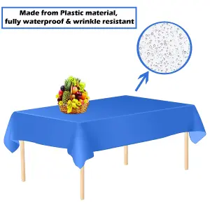 Royal Blue Plastic Table Cover, Disposable Wipe Clean Waterproof Tablecloth - 54"x108"