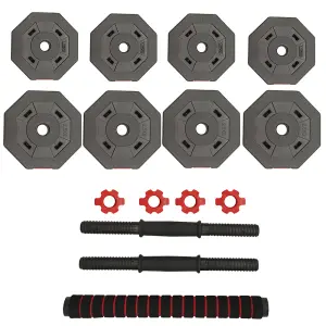 SunDaze Barbell Dumbbell Set 15kg Weight Plates Kit Fitness Gym