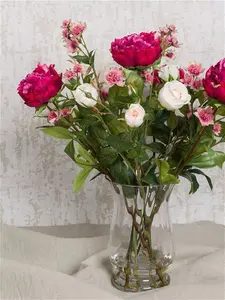 Floralsilk Artificial Peony, Rose & Astrantia In Vase