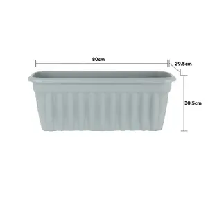 Wham 2x Vista Upcycle Grey Plastic Planter, Extra Large Rectangular Trough (80cm, Pack of 2)