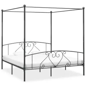 Berkfield Canopy Bed Frame Grey Metal 200x200 cm