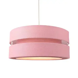 Contemporary Quality Pink Linen Fabric Triple Tier Ceiling Pendant Light Shade