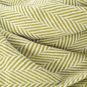 EHC Herringbone Lightweight Soft Warm Wool  Feel Acrylic Throws for Sofa Blanket  - Lime Green