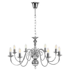 ValueLights Gothica Traditional Style 8 Way Polished Chrome Ceiling Light Chandelier Fitting