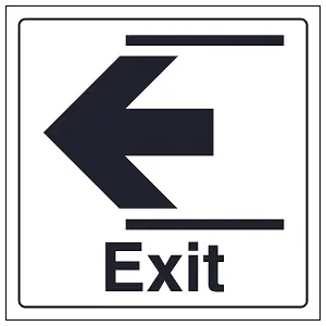 Exit Slide Left Wall and Door Sign - Adhesive Vinyl - 150x150mm (x3)