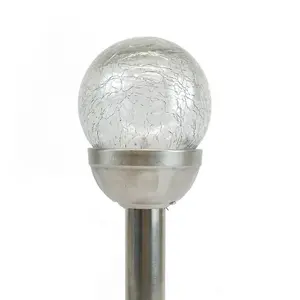 Gardenwize Garden Outdoor 8cm Crackle Glass Ball Stake Solar LED Light - 6 Pack