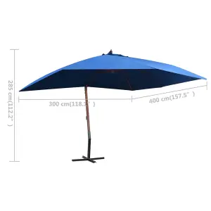 Berkfield Hanging Parasol with Wooden Pole 400x300 cm Blue