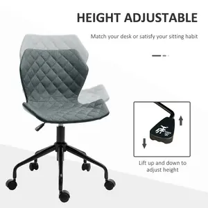 HOMCOM Home Office Swivel Desk Chair Nylon Wheels Adjustable Height Linen Grey