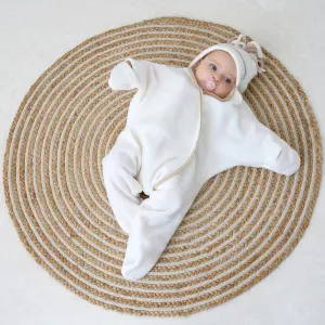 Clair de Lune Cream Star Fleece Wrap Blanket 0-6 Months