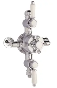 Traditional Exposed Triple Thermostatic Shower Valve (2 Outlets) - Chrome - Balterley