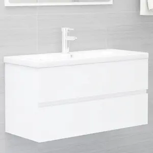 Berkfield Sink Cabinet with Built-in Basin White Engineered Wood