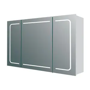 Midas Triple LED Bathroom Mirrored Wall Cabinet (H)63cm (W)86cm