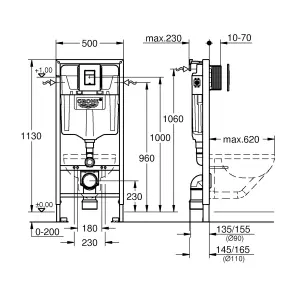 Grohe Solido Blue Concealed Wall-mounted Dual Toilet Cistern frame set (H)113cm