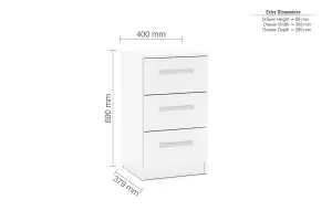 White Wooden 4 Piece Furniture Set Wardrobe Chest of Drawers Bedsides Birlea Lynx