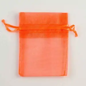 50pcs Orange Luxury Organza Jewellery Pouches Xmas Christmas Wedding Anniversary Favours Gifts Bag 7 x 9 cm