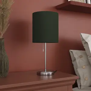 GoodHome Penistone Straight Brushed Green Chrome effect Table lamp