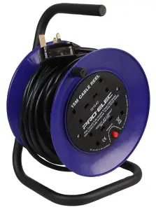 PRO ELEC - 4-Gang Mini Cable Reel Mains Extension, 15m