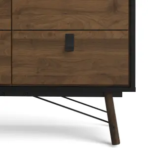 Ry Double chest of drawers 6 drawers in Matt Black Walnut