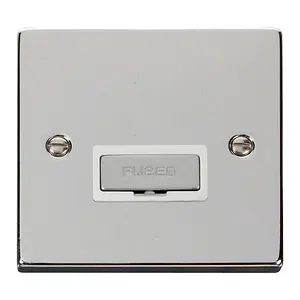 Polished Chrome 13A Fused Ingot Connection Unit - White Trim - SE Home