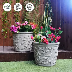 Small Wavy Leaves Stone cast Flower Pots