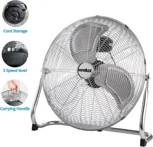 Senelux 16 Inch Chrome Cooling Gym Fan