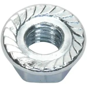 Bulk Pack of 100 Zinc Plated M8 Serrated Flange Nuts - 1.25mm Pitch - DIN 6923