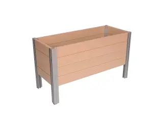 Winawood Wood Effect Rectangular Raised Planter - New Teak