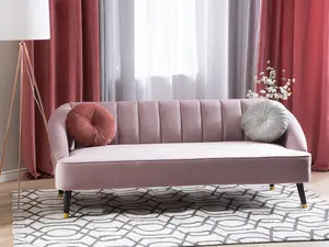 3 Seater Velvet Sofa Pink ALSVAG