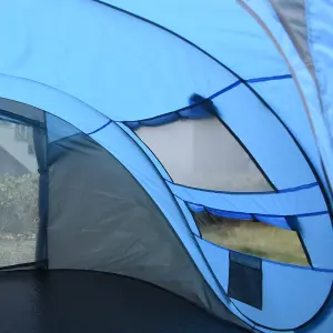 Outsunny Camping Tent Dome Pop-up Tent with Windows for 4-5 Person Sky Blue