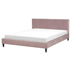 Velvet EU King Size Bed Pink FITOU