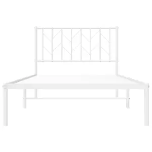 Berkfield Metal Bed Frame without Mattress with Headboard White 100x200cm