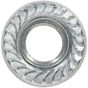 Bulk Pack of 100 Zinc Plated M8 Serrated Flange Nuts - 1.25mm Pitch - DIN 6923